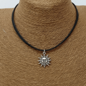 Celestial Sun Face Leather Necklace